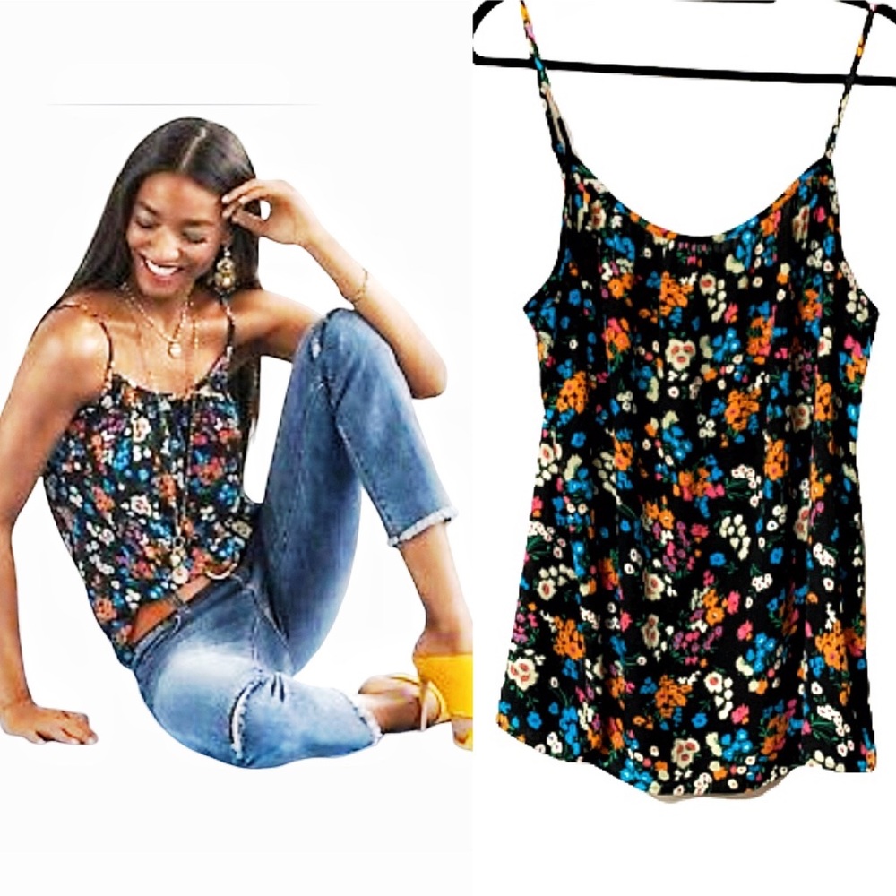 Cabi Carefree Cami Style 5599 black foral print XL
